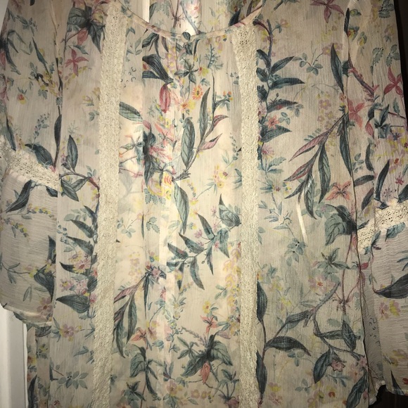 Lauren Conrad Floral Shirt- Size L - Picture 1 of 5